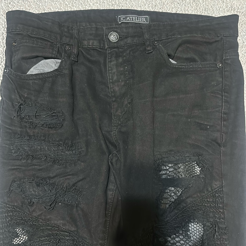 JC ATELIER distressed black jeans
